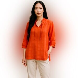 TOMMY HILFIGER LIGHTWEIGHT PULLOVER TOP Orange, Size - Please see descri…